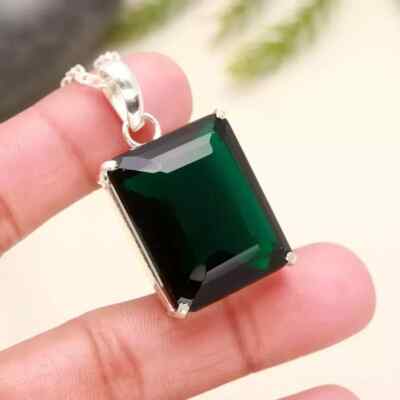 98 Ct Topaz Pendant Green Color Natural Brazilian Emerald Cut Loose Gemstone