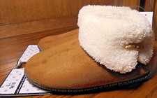 NWT Olivia Miller Brown White Memory Foam Footbed Slippers Sz Large 9/10 93