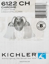 Kichler Independence 6122CH Chrome Bathroom Vanity Light Frosted Glass Shade