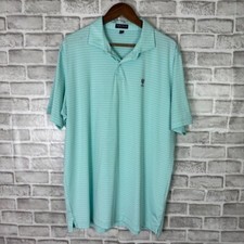 Peter Millar Crown Crafted Mint Green Striped Performance Golf Polo Mens XL