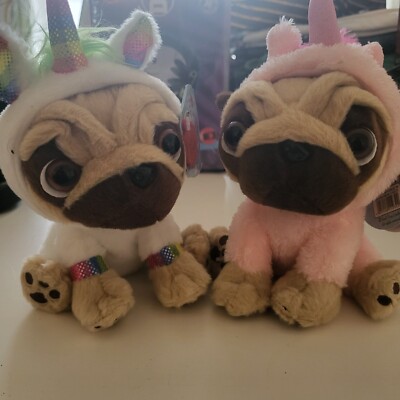 2x Keel Toys Pugsley Dog Pug Soft Toy Plush Unicorn Costumes - Main Image