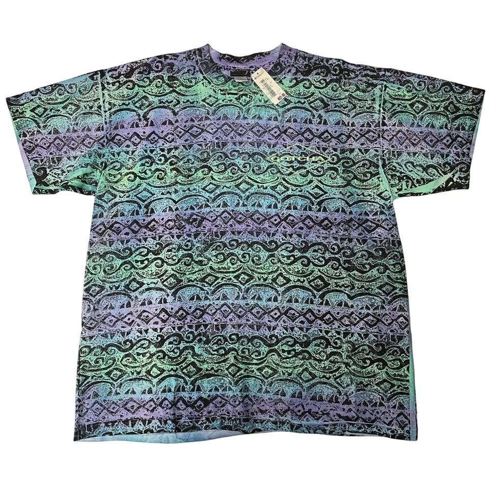 NUEVO NUEVO CON ETIQUETAS Deadstock De Colección Años 80 GOTCHA Para hombres NEÓN Electric Waves SURF SKATE T Camiseta M Foto 3 de 4