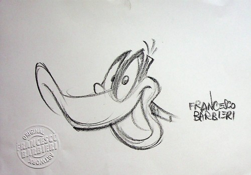 DAFFY DUCK Signed FRANCESCO BARBIERI Hand Drawn Convention Art 8.5" x 6" - Picture 3 of 3