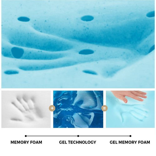 Bedra Memory Foam Mattress Topper Reversible Cool Gel Mat 10cm w/ Elastic Belt - Picture 6 of 60