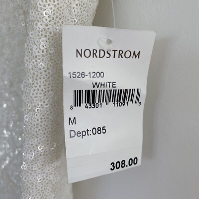 Dress the Population Dress Gown Sequin White Sleeveless Long M NWT