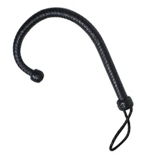 Real Cowhide Leather Whip Crop 23" Black Bullwhip Handmade Flexible Fetish Crop