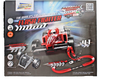 Darda Rennbahn Flash Fighter 50241   3 m Strecke, 2 Loopings, Rückzugsmotor, NEU