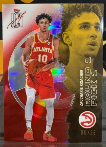 Zaccharie Risacher 2025-26 Topps Signature Class 05/25 Red Refractor Hawks #61