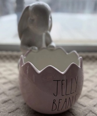 Rae Dunn JELLY BEANS Easter Bunny Cracked Egg Candy Basket Figure/ Planter