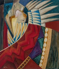 DANCING  ANGELS -Large Framed Original Abstract Acrylic Painting on Canvas Board