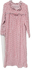 VTG Sears Granny Nightgown Flannel Long Gown Sz L red white lace trim ruffles