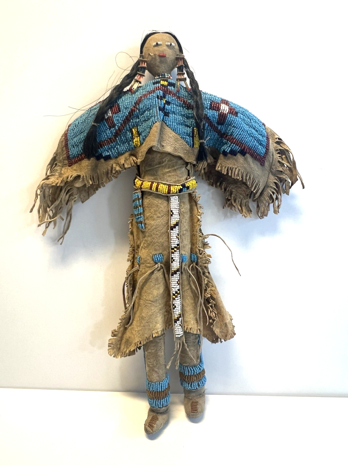 Antique Native American Lakota (Sioux) Indian Beaded Doll; 18 Inches; Late 1800s