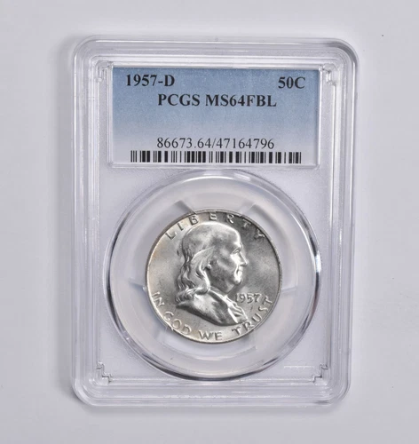 MS64 FBL 1957-D Franklin Half Dollar PCGS Blue Label
