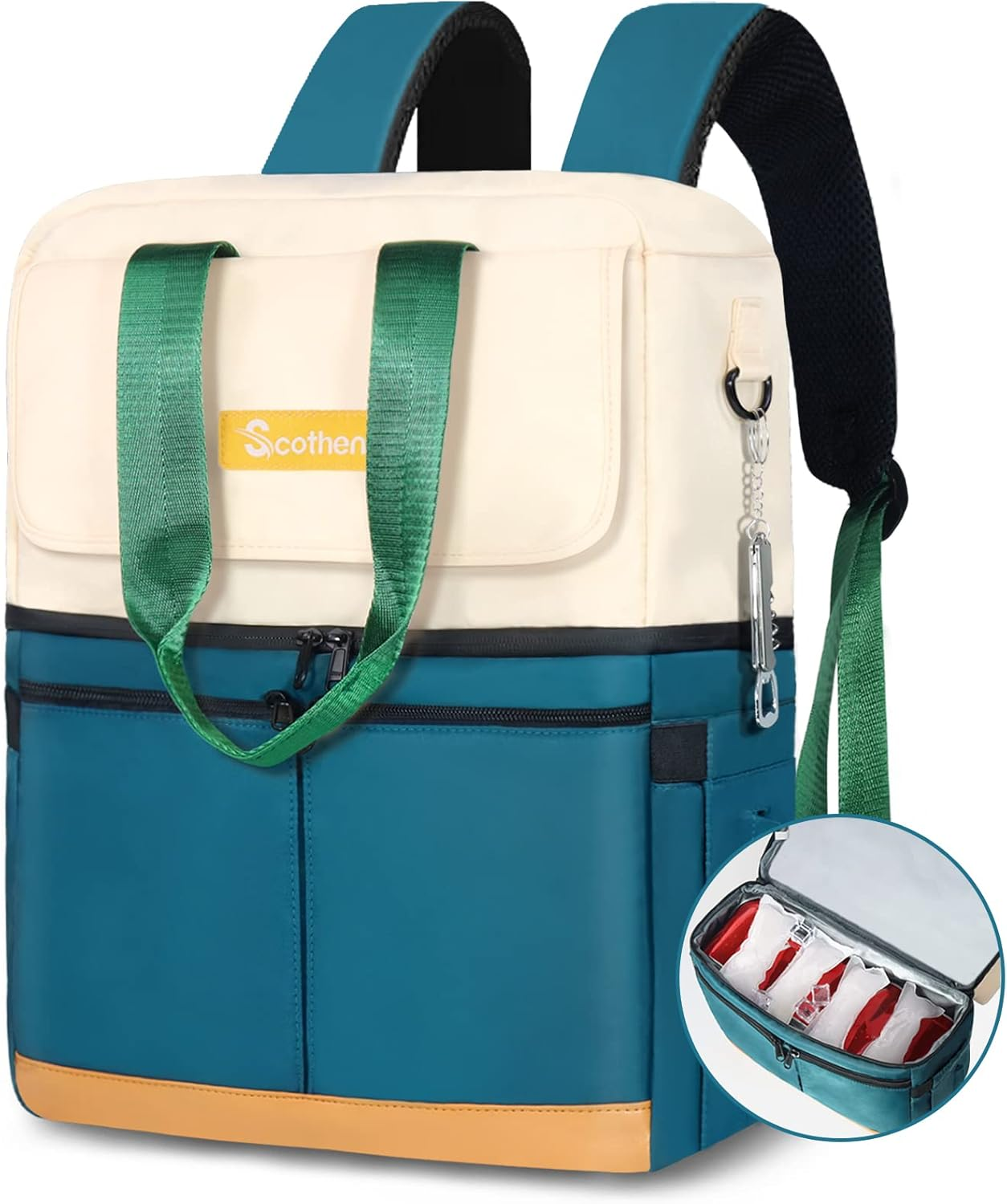 Insulated Double-Decker Backpack Cooler Holds 36 Cans & Includes 12 Ice Packs-image