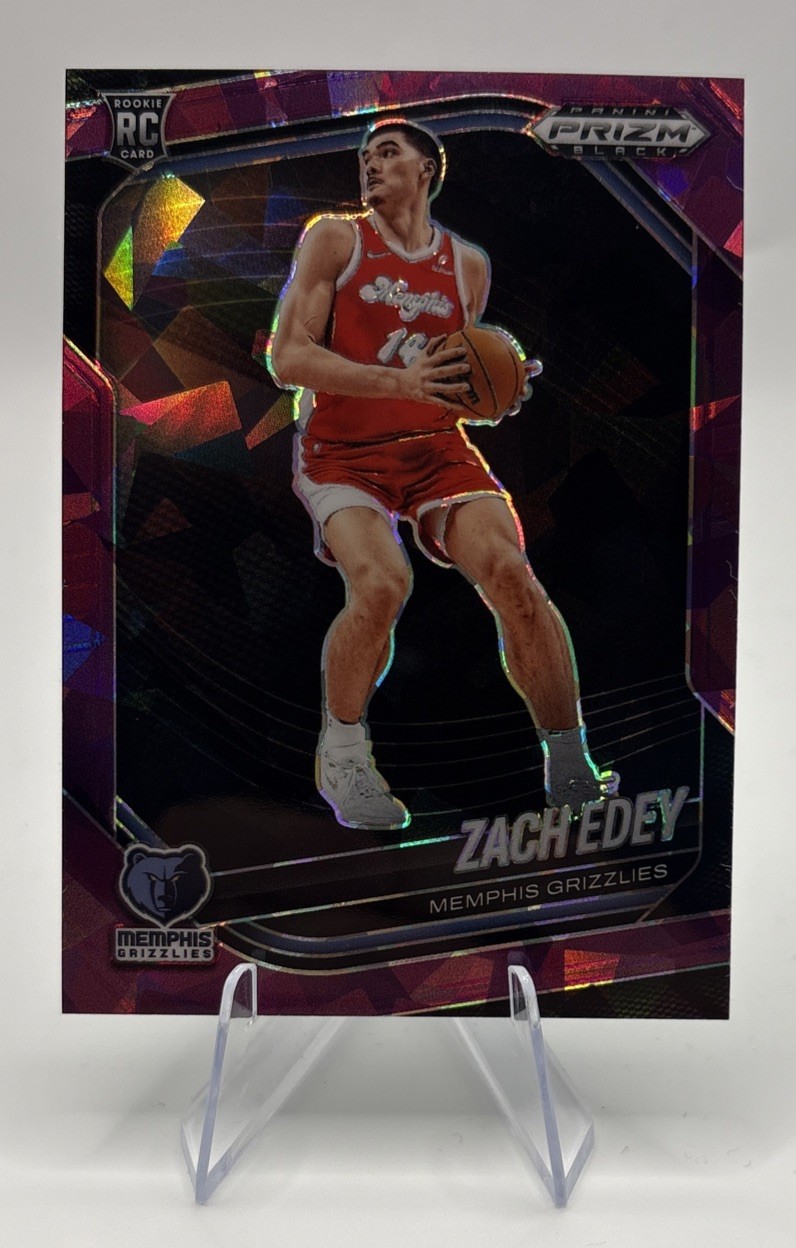 2024-25 PRIZM BLACK ZACH EDEY ROOKIE RC #64 PURPLE ICE /149 GRIZZLIES