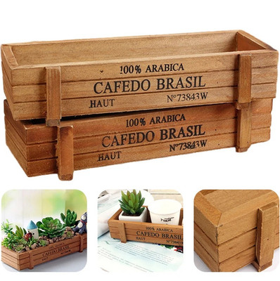 1 pc Vintage Wooden Plant Pot Storage Box Succulent Pen Holder Decor