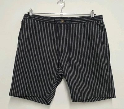 Jaeger Deck Shorts W36 Navy Stripe Linen Blend Summer Smart Casual Pockets - Image 1 of 4