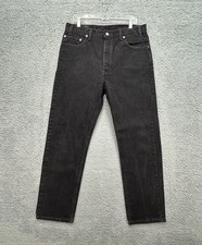 VTG Levis 505 Jeans Mens 36x32 35x31 Black Regular Straight Leg 90s Made USA