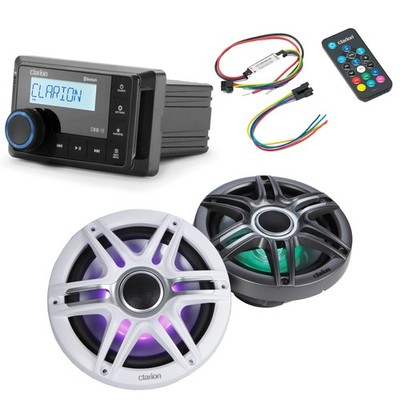 Clarion CMM-10 Marine Source Unit with CMSP-771RGB-SWG 7.7-inch Premium Marin...