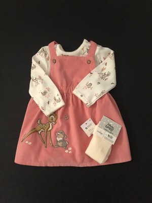 Baby Mädchen rosa Bambi Kleid Set 3/6 Monate