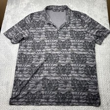 Travis Mathew Polo Shirt Mens XXL Gray Palm Leaf Golf Performance Short Sleeve