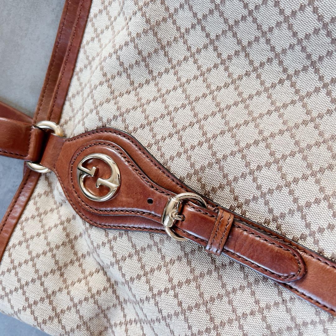 GUCCI Vintage Leather Tote Bag Large Brown with Shoulder Strap thumbnail 3