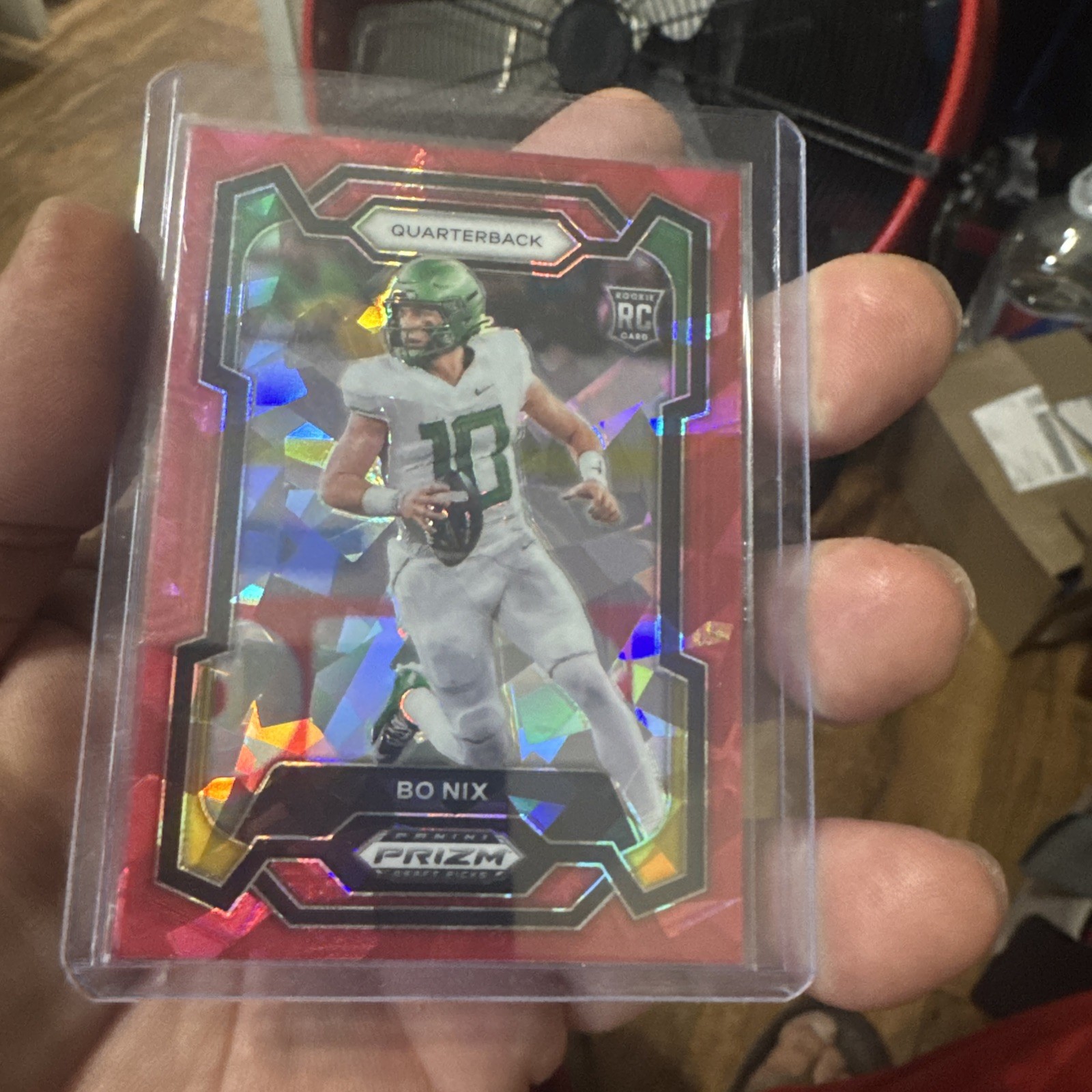 Bo Nix QB-2024 Panini Prizm Draft Picks Red Cracked Ice Prizm (RC) #105 Broncos