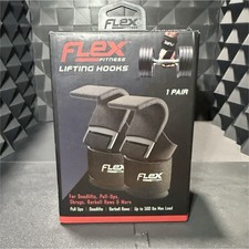 Flex Fitness Weight Lifting Hooks Black Wrist Wrap Extra Padding Non-Slip Pair