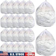 Breathable Mesh Laundry Bag Drawstring Closure Washing Sports Gear Travel New