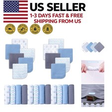 Viviland 24 Pack Baby Washcloths 9x9 Blue Elephant Super Soft Infant Bath Towel