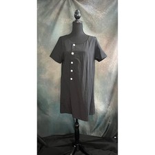 Chalet et Ceci Jennie Dress Size Medium Black Nylon Mother of Pearl Buttons