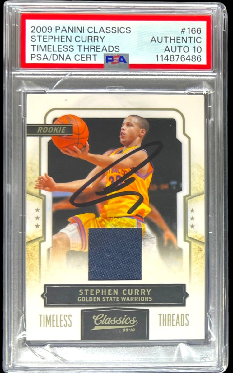 STEPHEN CURRY SIGNED 2009 PANINI CLASSICS TIMELESS THREADS ROOKIE