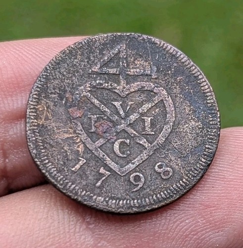 Moneta rovesciata Sumatra British East Indies VEIC 1 Keping 1798 ERRORE VUOTA_a212 - Foto 2 di 6
