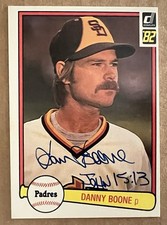 DANNY BOONE AUTOGRAPHED 1982 DONRUSS ROOKIE BASEBALL CARD # 187 SAN DIEGO PADRES. rookie card picture