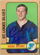ANDRE DUPONT PHILADELPHIA FLYERS BROAD STREET BULLIES SIGNED ROOKIE CARD 1972-73