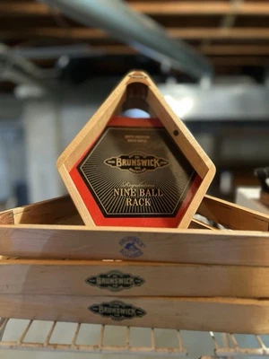 Lot of 5 Brunswick Billiards Wood Ball Racks 3 Triangle 2 Diamond 9 Ball Box - Image 1 of 4