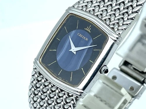 SEIKO Credor Quartz Ladies Watch Blue Agate Dial Band Size 6.2 inch 2F70-5390