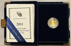 2011-W $5 PROOF AMERICAN GOLD EAGLE, 1/10 OZ - GEM PROOF WITH BOX AND COA!