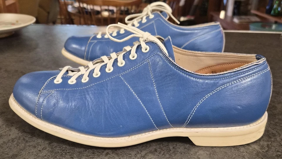 Zapatos de boliche Linds 2004 para hombre "azul genciana" de cuero para mano izquierda 11 1/2 EE Foto 3 de 4