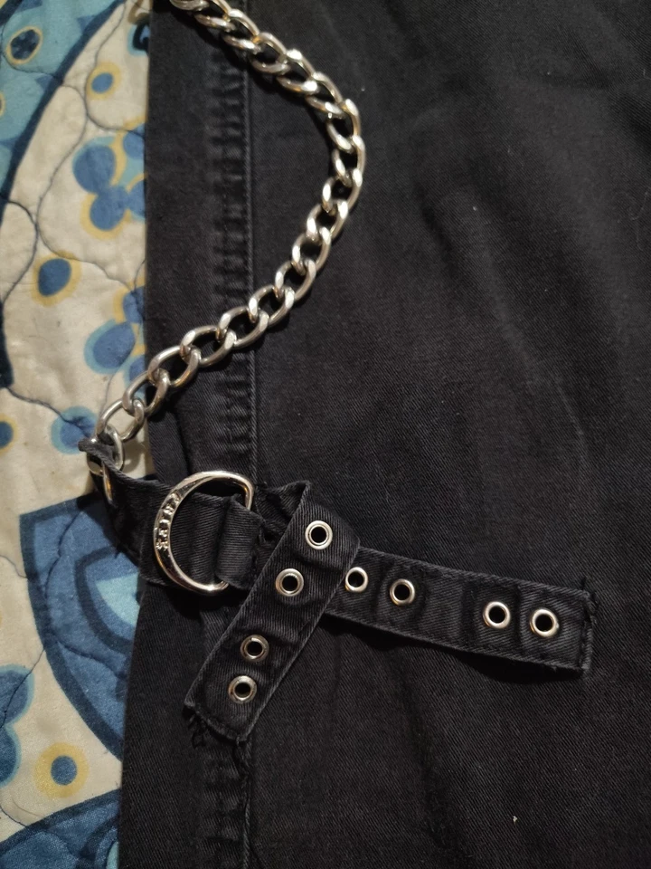 TRIPP NYC Vintage Y2K Womens Pants Size 7 Black Gray Wide Leg Goth Punk Emo Rave - Image 2 of 4