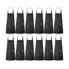 Handepo 12 Pcs Cotton Aprons for Women Men with Pockets Soft Adjust... Fast Ship
