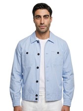 1350 ISAIA NAPOLI Light Blue Hand-Sewn Jacket Shirt Fine Cotton 36 US / 46 EU