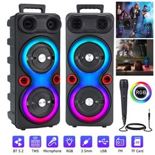 Dual 6.5" Woofer Portable FM Bluetooth Party Speaker DJ Heavy Bass Sound System