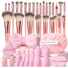 46 PCS Pink Makeup Brushes Set Professional MultiFunctional Tool Face Eye