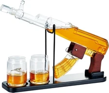 Kollea Birthday Gifts for Men Dad, Whiskey Decanter Sets - Gun Clear 