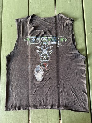 Vintage 80s Testament ''First Strike Is Deadly  Tour Shirt Chopped Faded Large