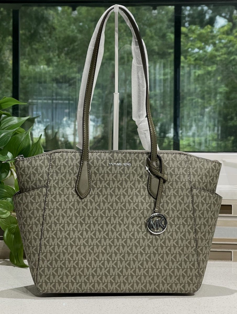 MICHAEL KORS MARILYN MEDIUM LARGE ZIP TOTE SHOULDER BAG OLIVE MK