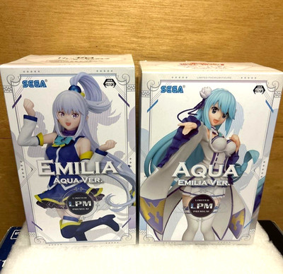 NEW Re:zero Konosuba collaboration Figure Emilia & Aqua Ver. Set of 2 SEGA Japan