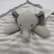 Cloud Island Elephant 13 Plush Lovey Gray White Striped Security Blanket NWT