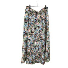 Vintage Anna and Frank Floral Silk Cottage Garden Flowy Button Front Skirt XL